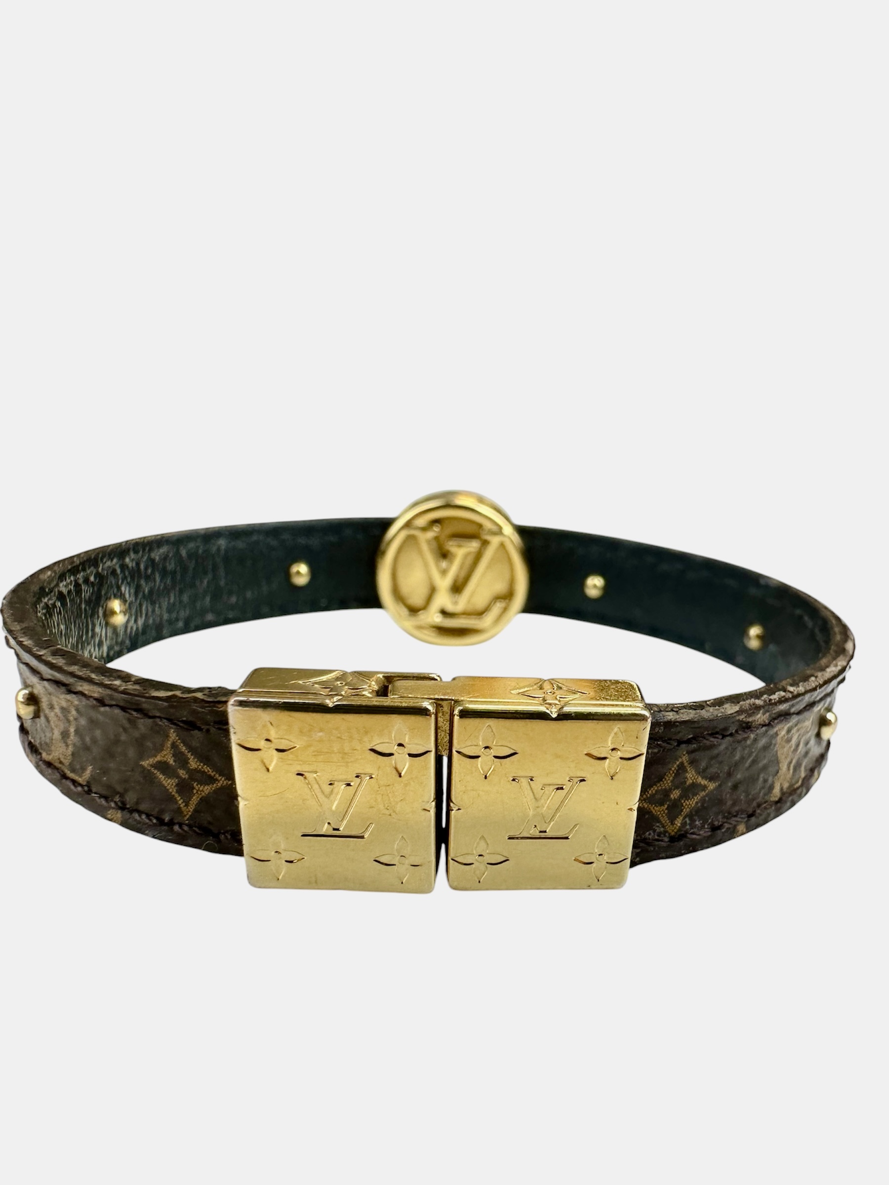 Bracciale Louis Vuitton LV Circle in Tela Monogram e Pelle - immagine 4