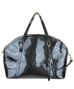 Borsa Gucci Nice Top Handle Dome in Vernice Nera Microguccissima