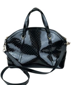 Alternative view of Borsa Gucci Nice Top Handle Dome in Vernice Nera Microguccissima
