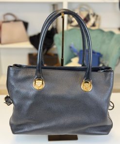 Borsa Versace Tote Bag in Pelle Martellata Nera
