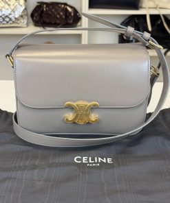 Alternative view of Borsa Celine Triomphe in Pelle Grigio Ghiaia