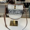 Borsa Celine Teen Bucket 16 in Tessuto Jacquard e Pelle Marrone