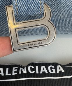 Alternative view of Borsa Balenciaga Downtown Chain in Denim con Tracolla a Catena