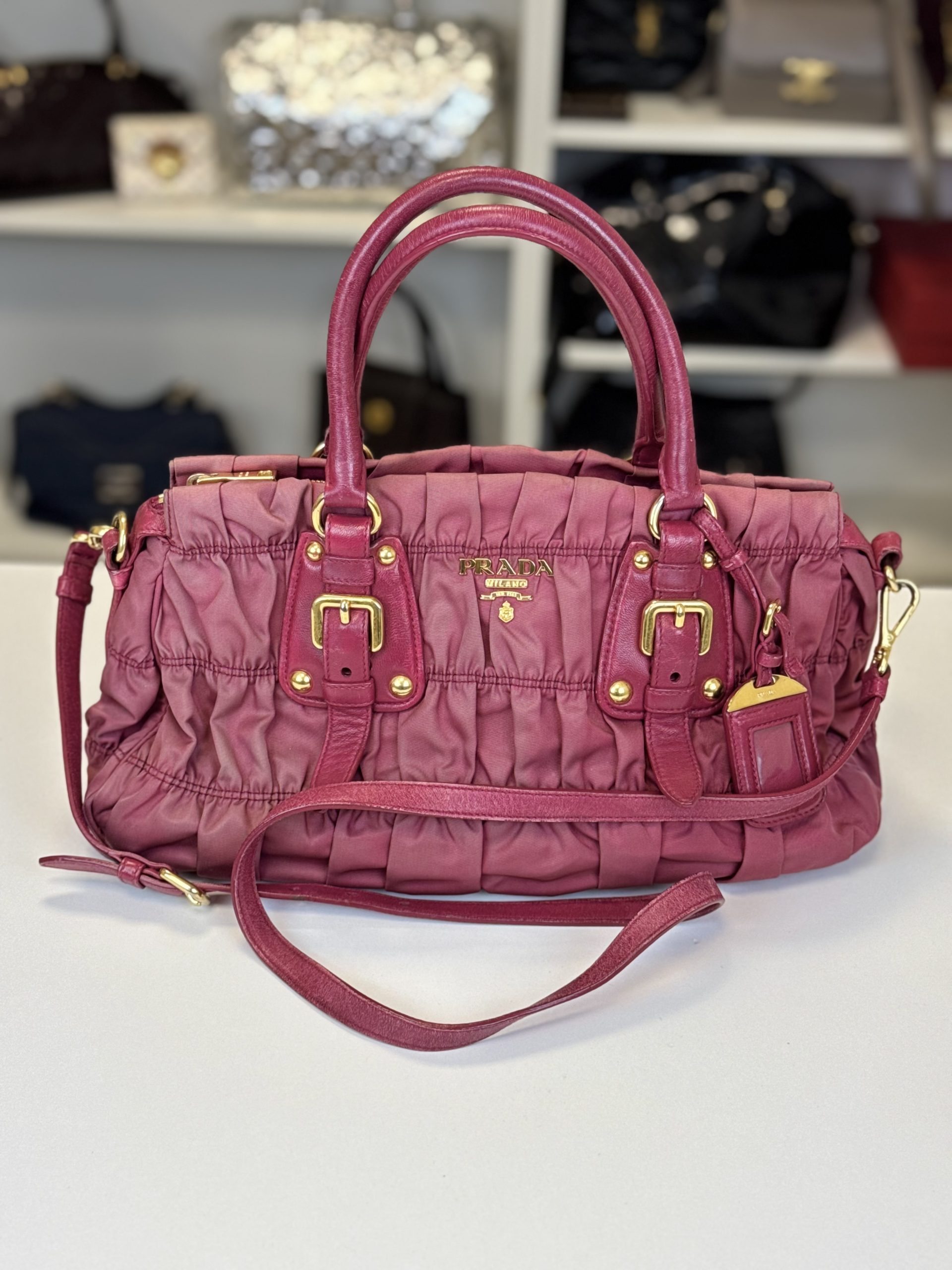 Borsa Prada in Nylon Gaufre Rosa Scuro
