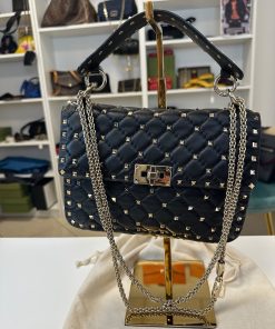Borsa Valentino Rockstud Spike in Nappa Nera