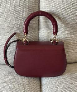Alternative view of Borsa Gucci Bamboo 1947 in Pelle Bordeaux