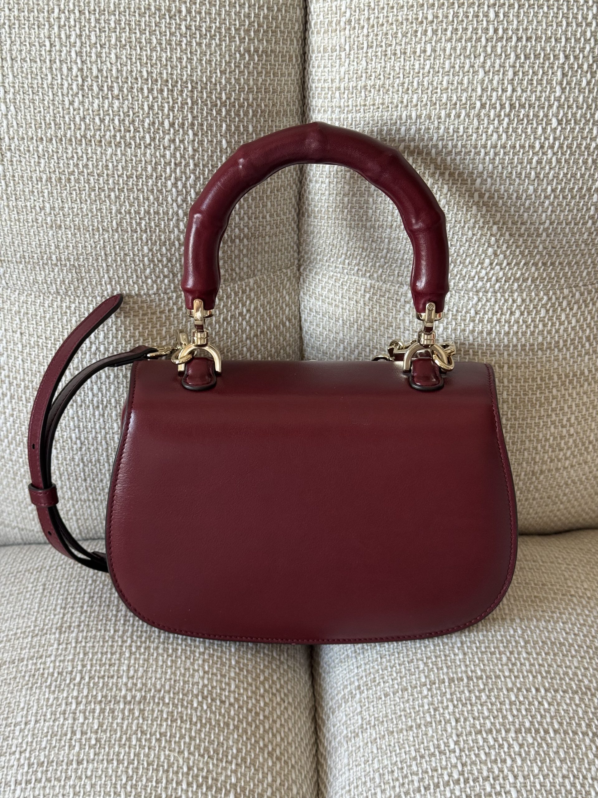 Borsa Gucci Bamboo 1947 in Pelle Bordeaux - immagine 2