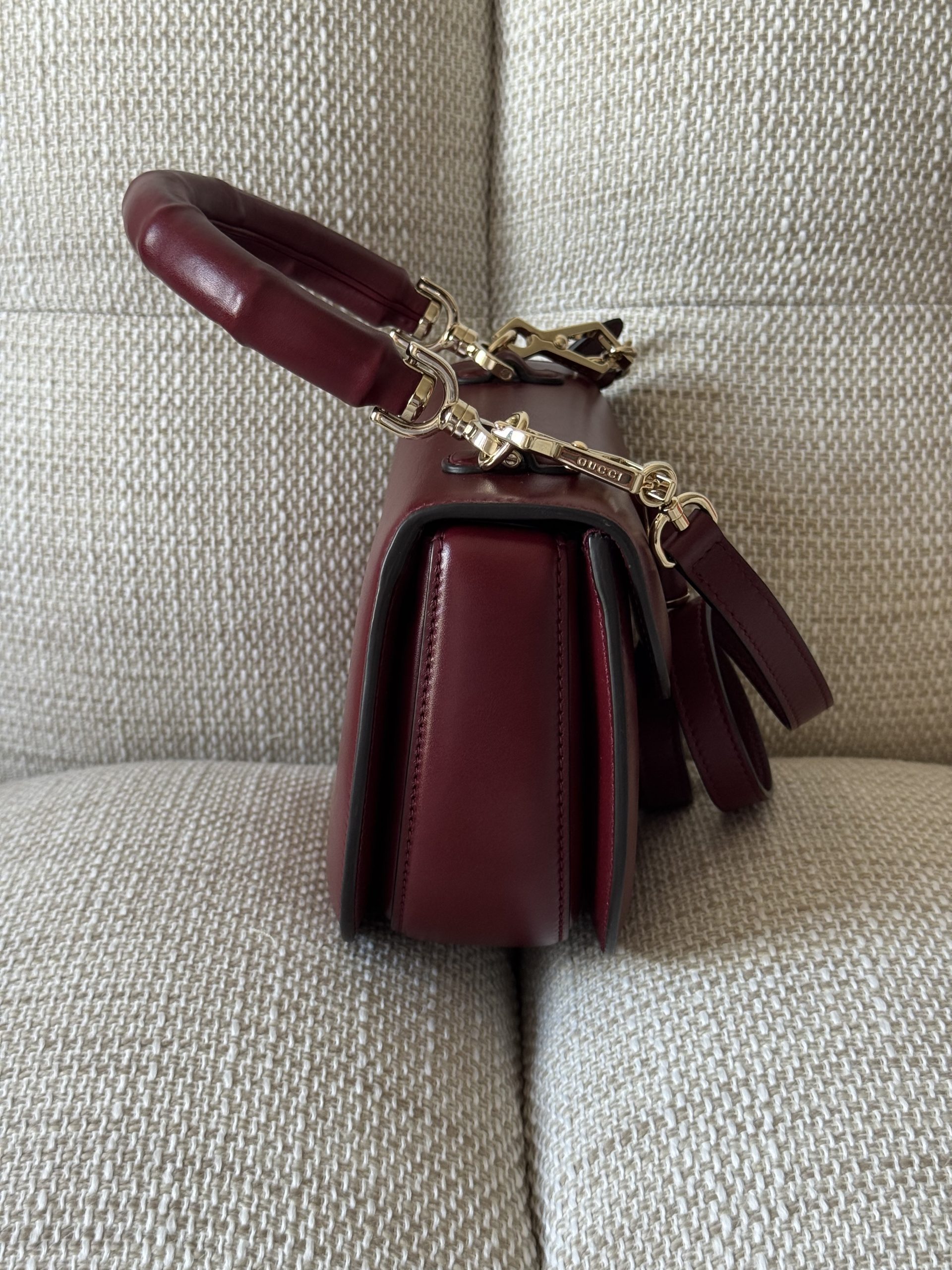 Borsa Gucci Bamboo 1947 in Pelle Bordeaux - immagine 14