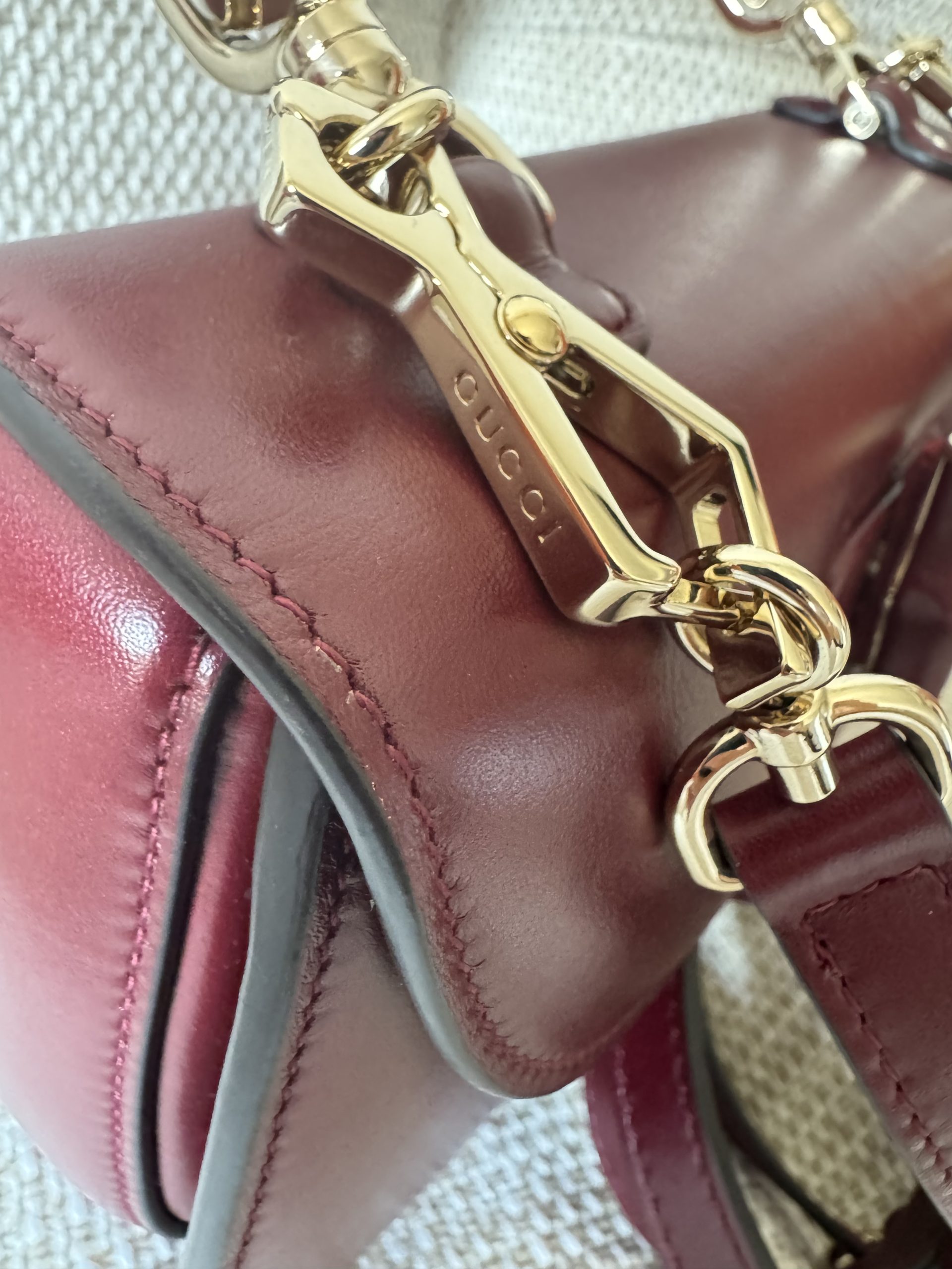 Borsa Gucci Bamboo 1947 in Pelle Bordeaux - immagine 12