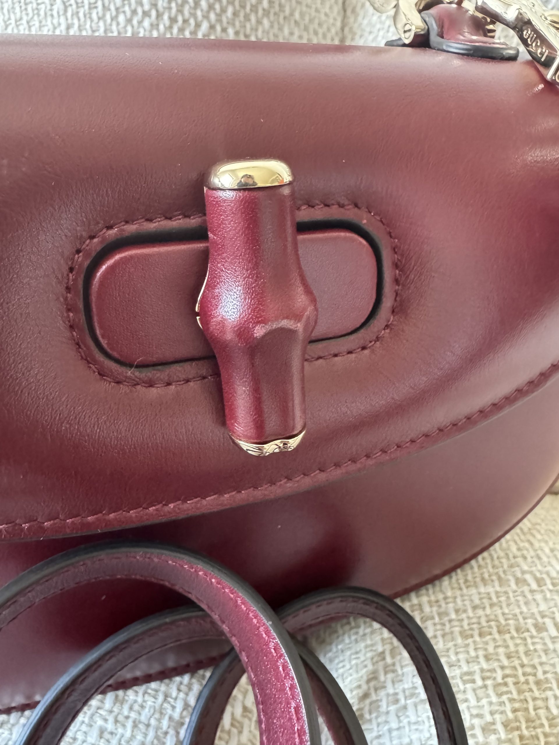 Borsa Gucci Bamboo 1947 in Pelle Bordeaux - immagine 11