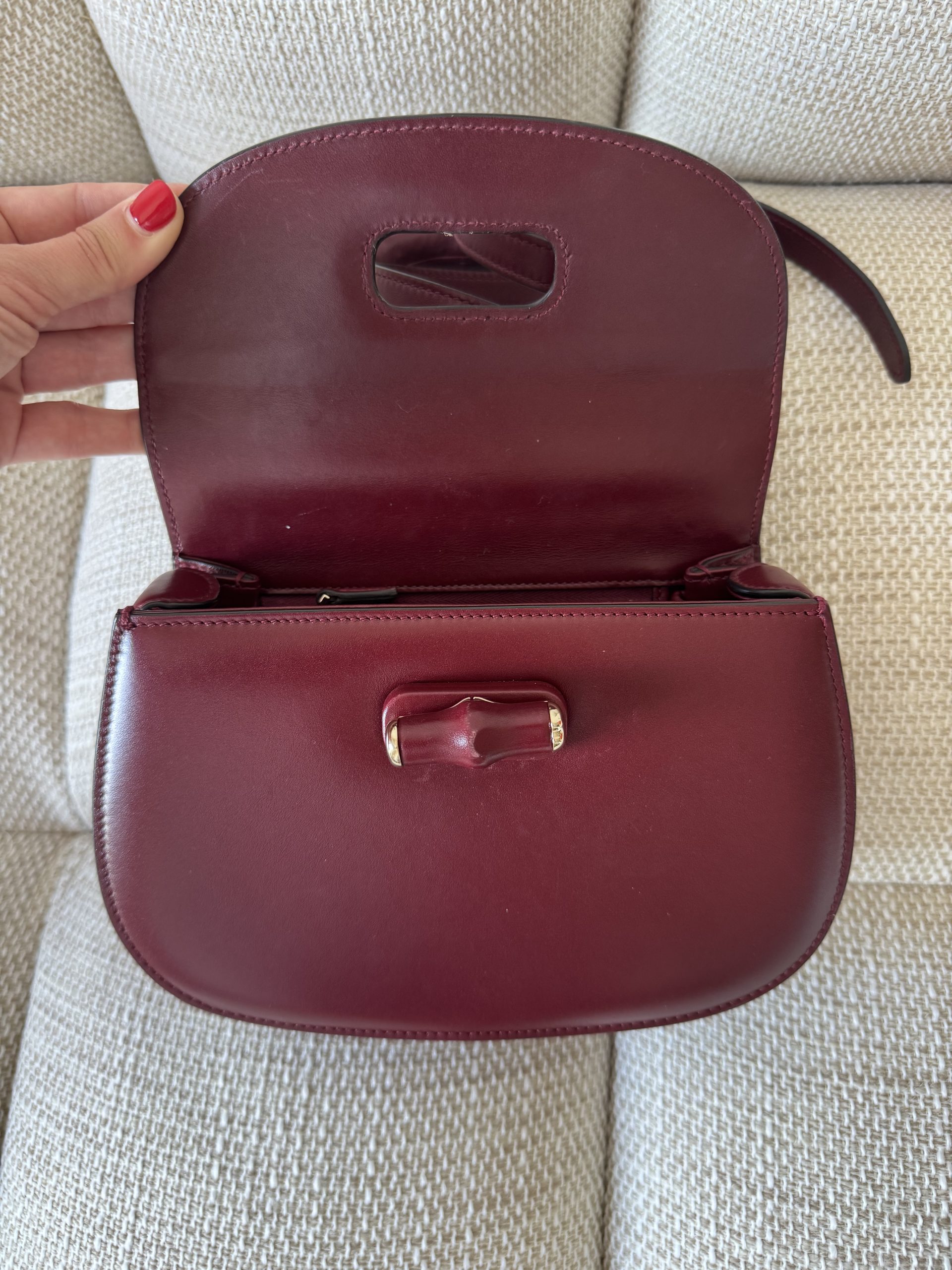 Borsa Gucci Bamboo 1947 in Pelle Bordeaux - immagine 7