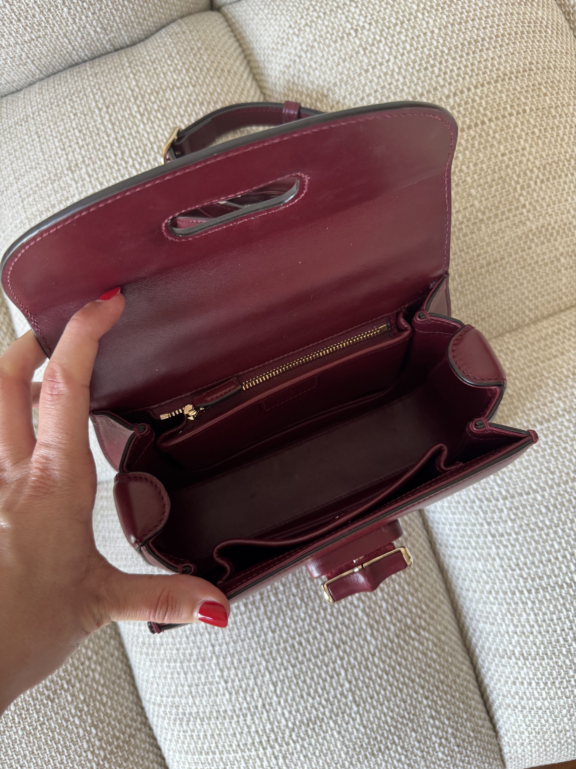 Borsa Gucci Bamboo 1947 in Pelle Bordeaux - immagine 6