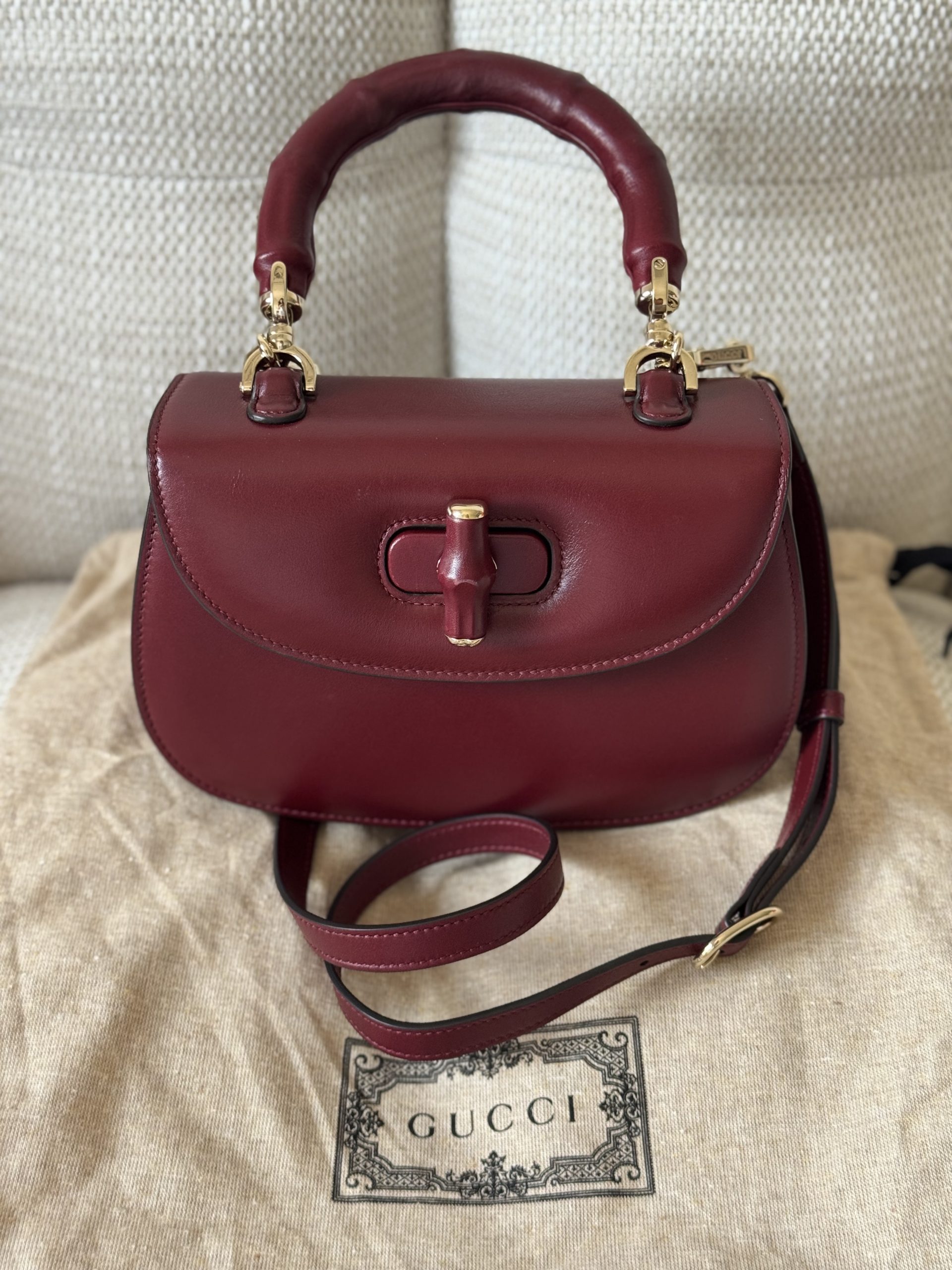 Borsa Gucci Bamboo 1947 in Pelle Bordeaux - immagine 3