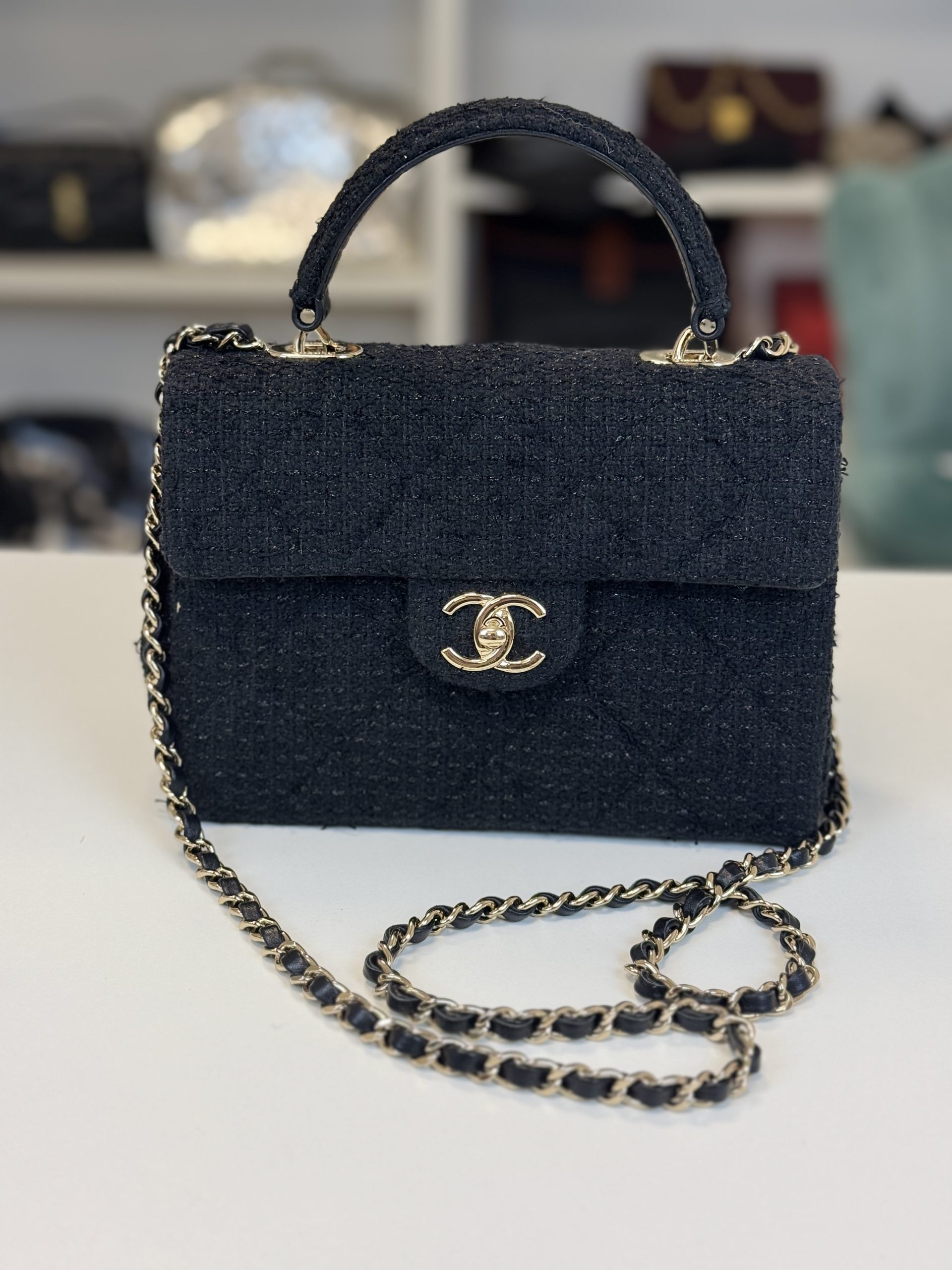 Borsa Chanel in Tweed Nero