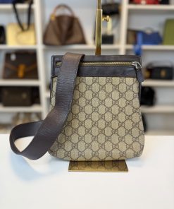 Borsa a Tracolla Gucci in Tela GG Beige e Marrone