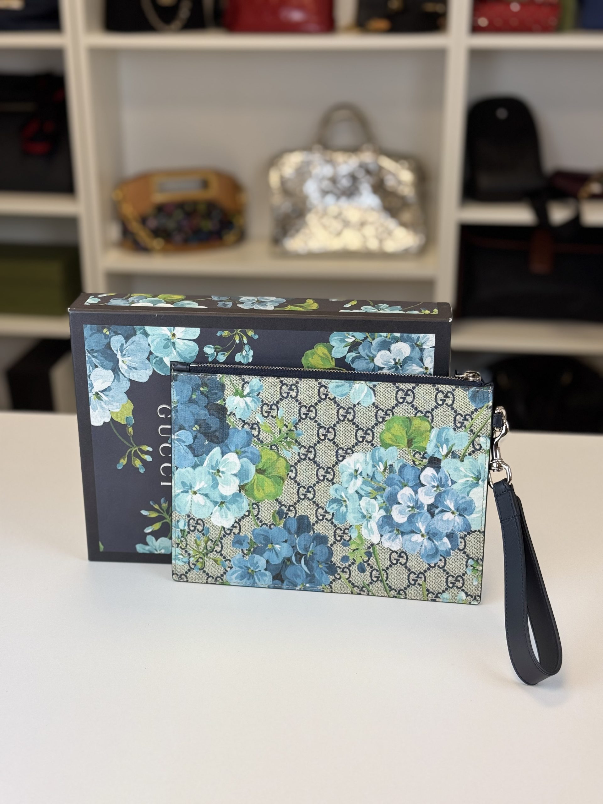 Pochette Gucci GG Supreme Blooms Fiori Azzurri - immagine 2