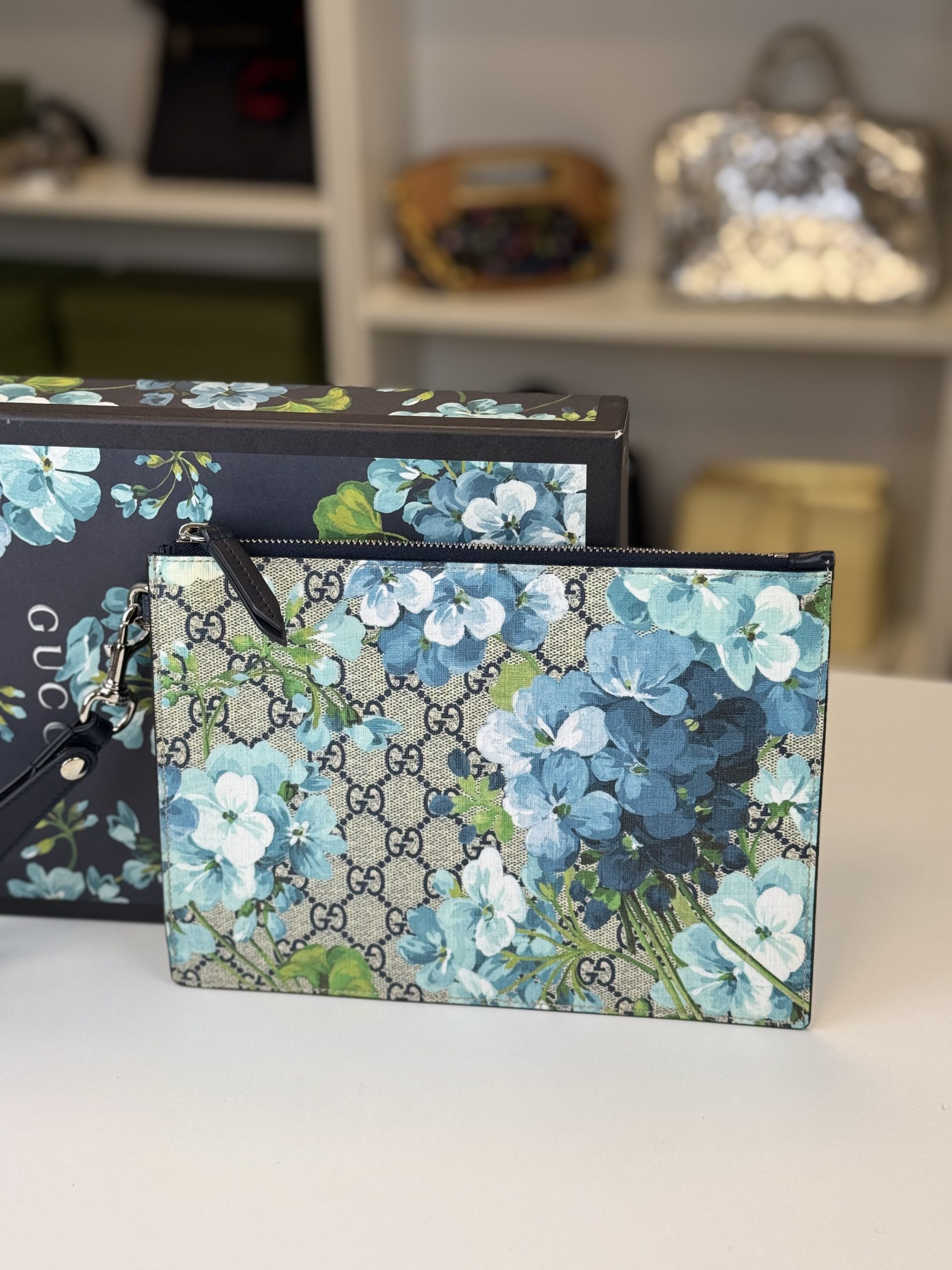Pochette Gucci GG Supreme Blooms Fiori Azzurri - immagine 5