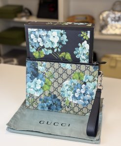 Pochette Gucci GG Supreme Blooms Fiori Azzurri