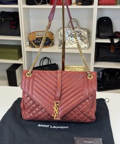 Borsa Saint Laurent Envelope in Pelle Rossa
