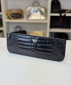 Pochette Prada in Stampa Coccodrillo Nera