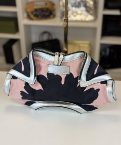 Pochette Alexander McQueen De Manta in Satin Rosa e Nero