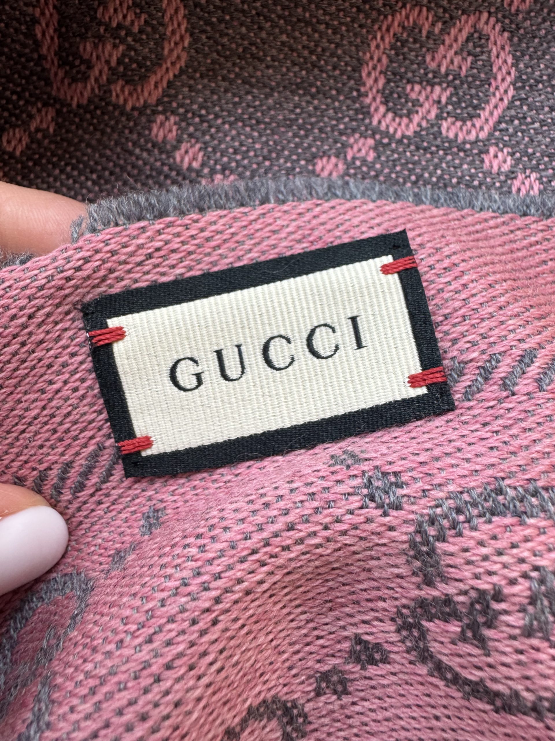 Sciarpa Gucci in Lana GG Grigio e Rosa - immagine 5