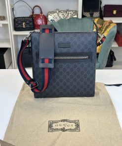 Borsa Gucci a Tracolla GG in tela Supreme e Pelle Nera