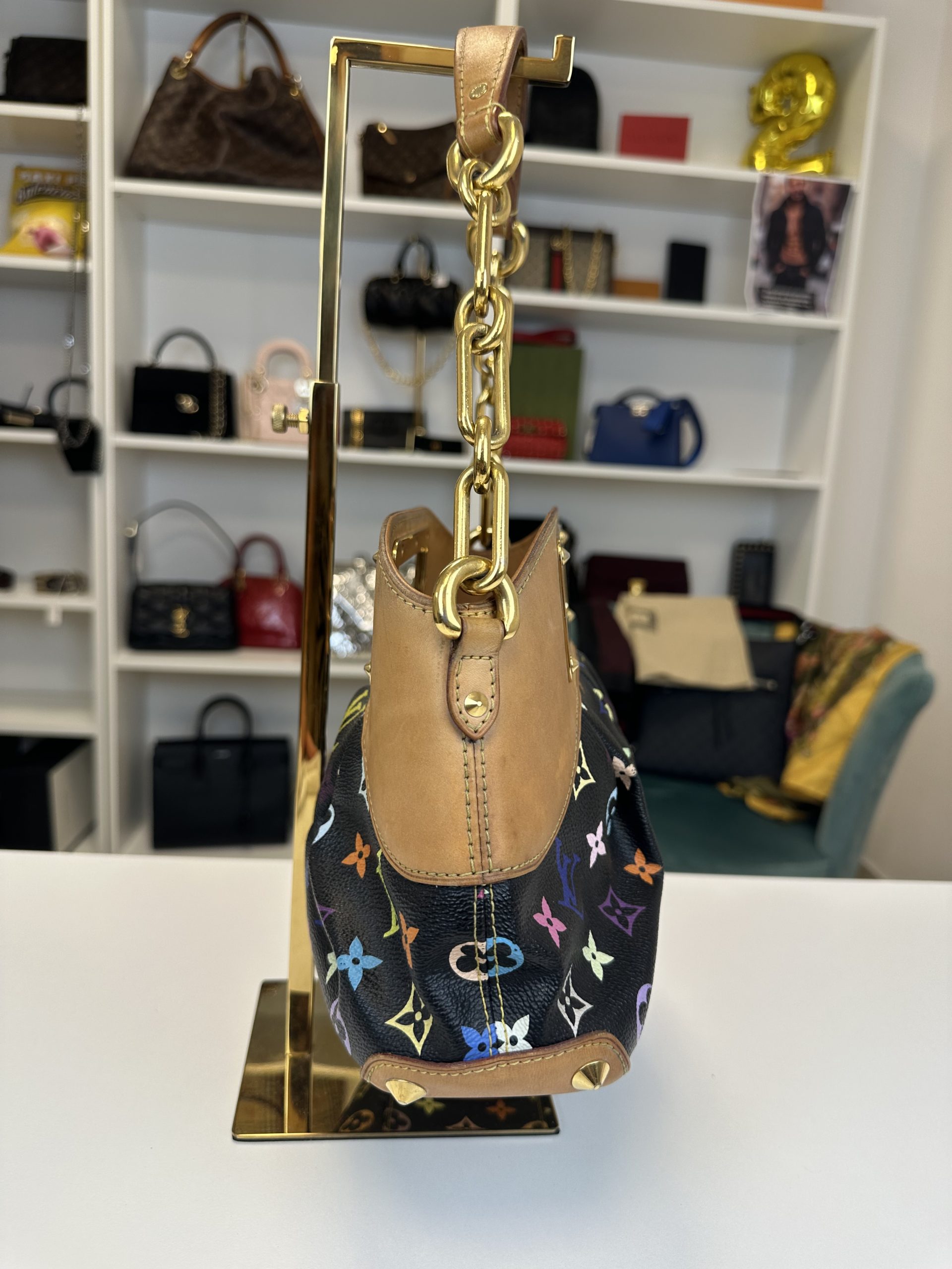 Borsa Louis Vuitton Judy Murakami Tela Monogram Multicolore Base Nera - immagine 13