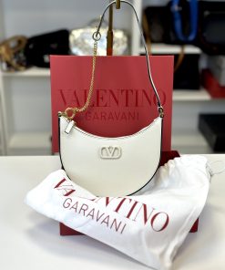 Mini Borsa Valentino Hobo VLogo Signature In Vitello Granato color Light Ivory