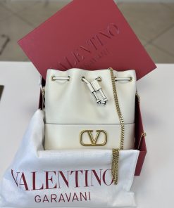 Mini Borsa Valentino a Secchiello VLogo Signature In Nappa color Light Ivory - immagine 2