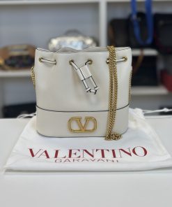 Mini Borsa Valentino a Secchiello VLogo Signature In Nappa color Light Ivory
