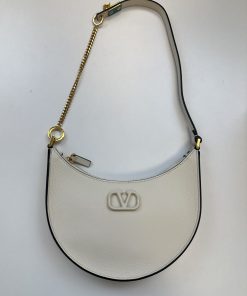 Mini Borsa Valentino Hobo VLogo Signature In Vitello Granato color Light Ivory - immagine 10