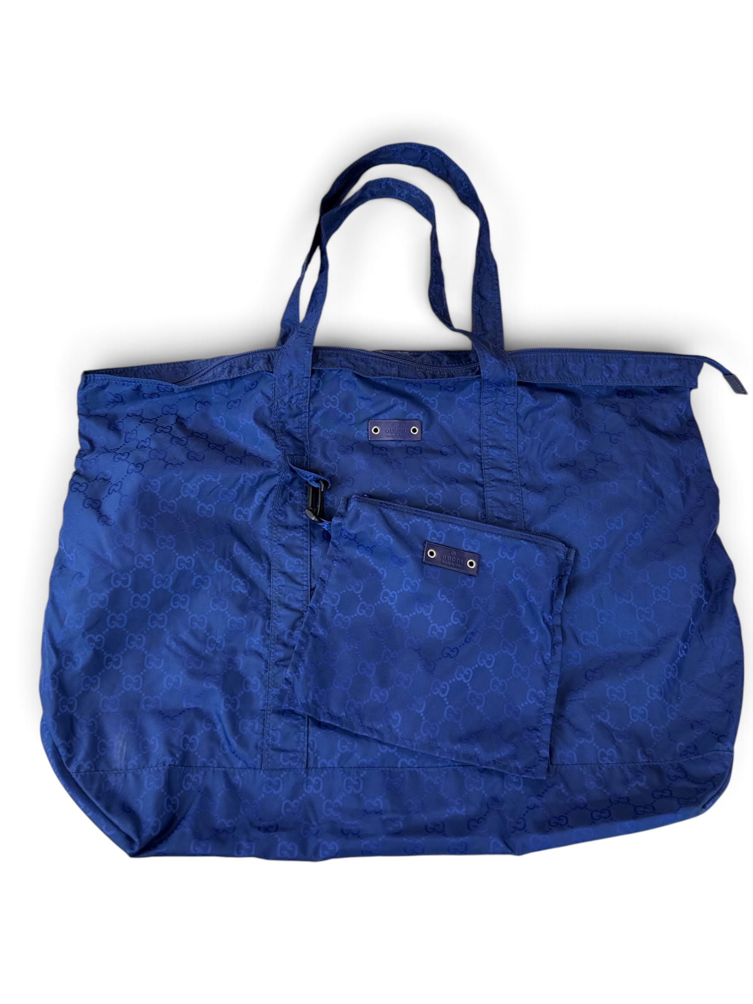Borsa Tote Gucci Pieghevole in Nylon Blu - immagine 4