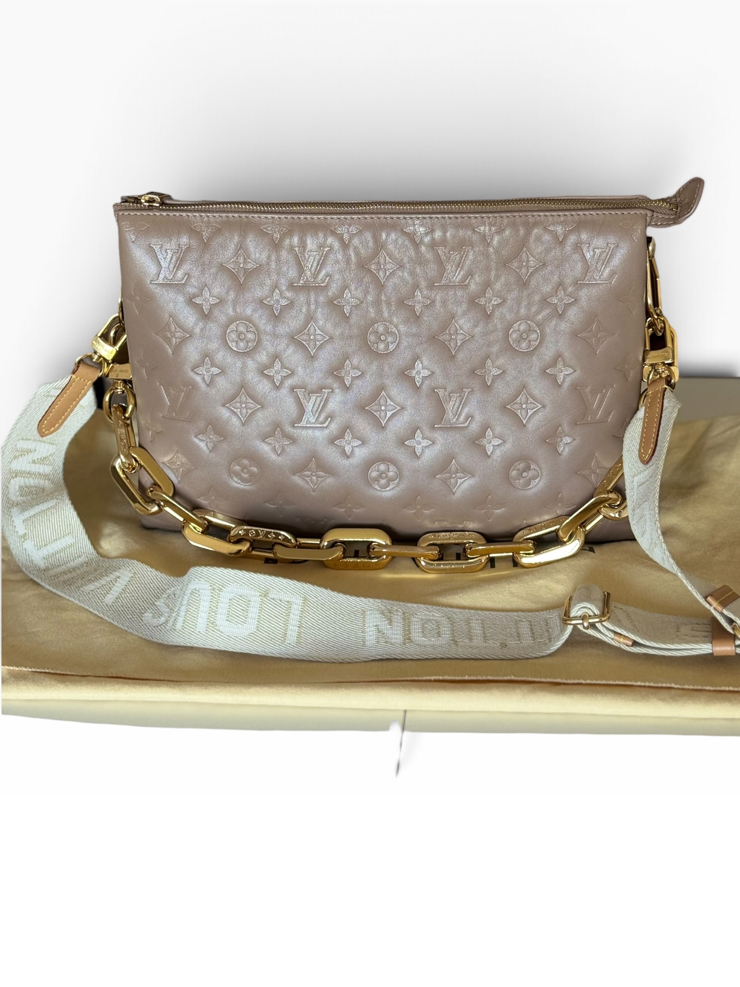 Borsa Coussin Louis Vuitton in Pelle Tortora
