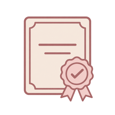 Certificato di autenticità beige e rosa antico