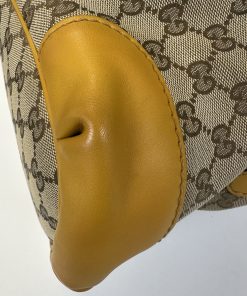 Borsa Gucci Sukey 2-Way Shoulder Bag in Tela Beige e Pelle Gialla - immagine 4