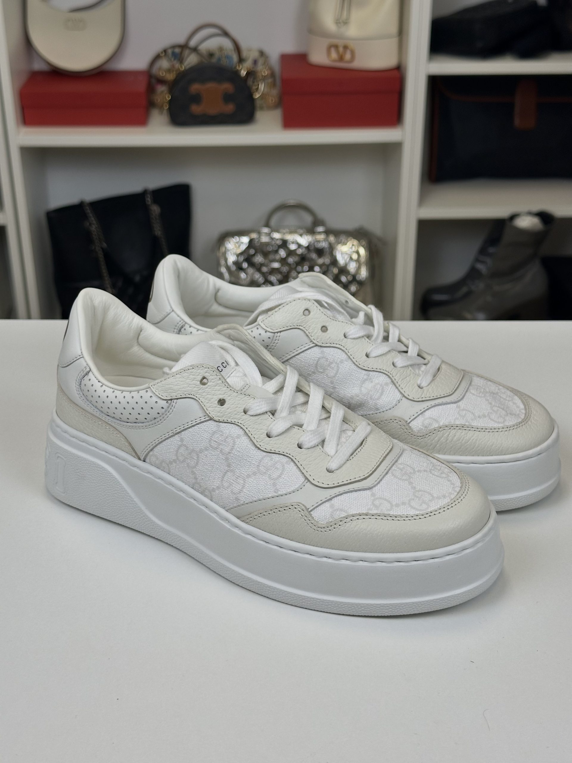 Sneakers Gucci GG in Tessuto GG Supreme Bianche