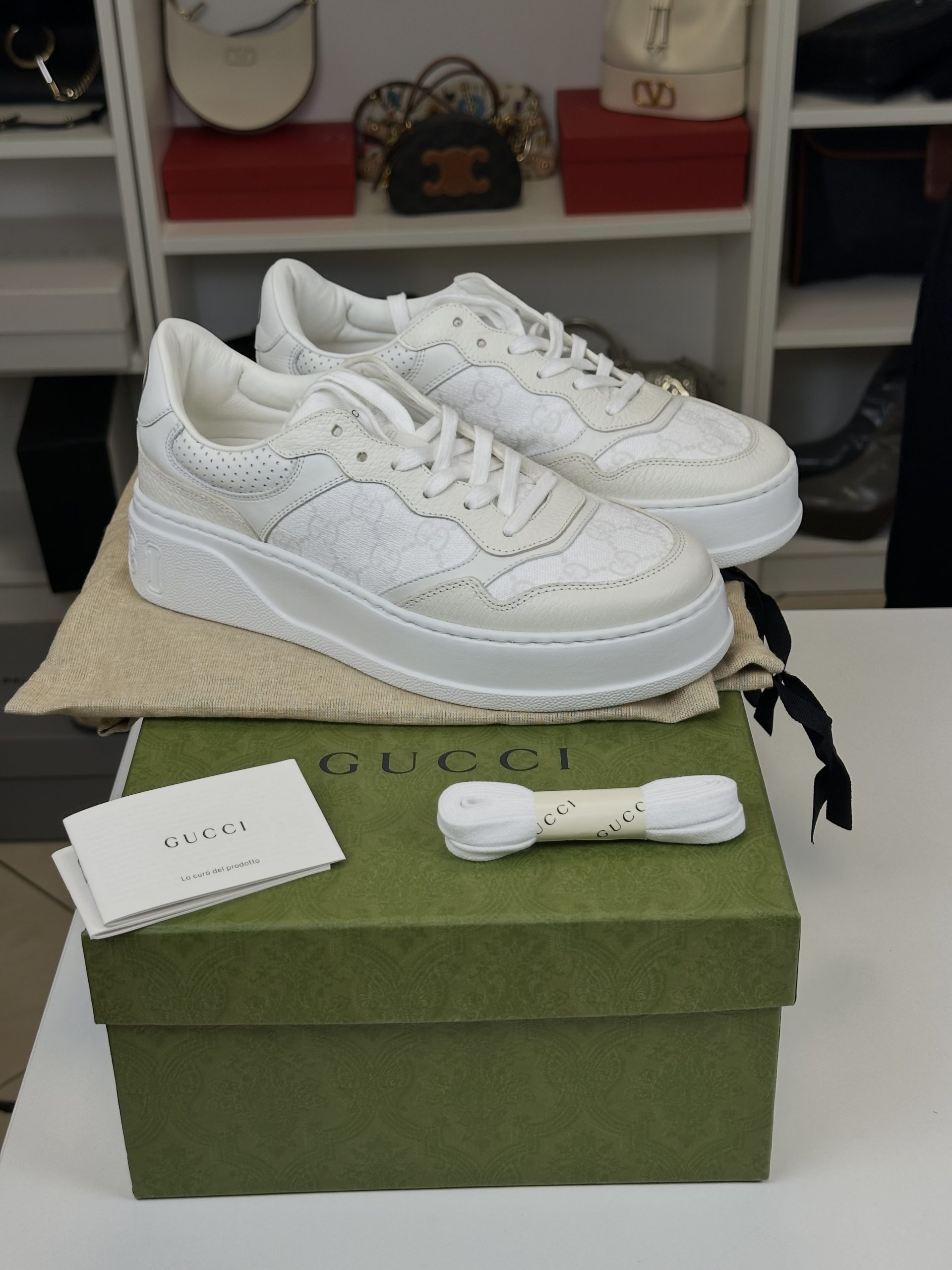 Sneakers Gucci GG in Tessuto GG Supreme Bianche - immagine 9