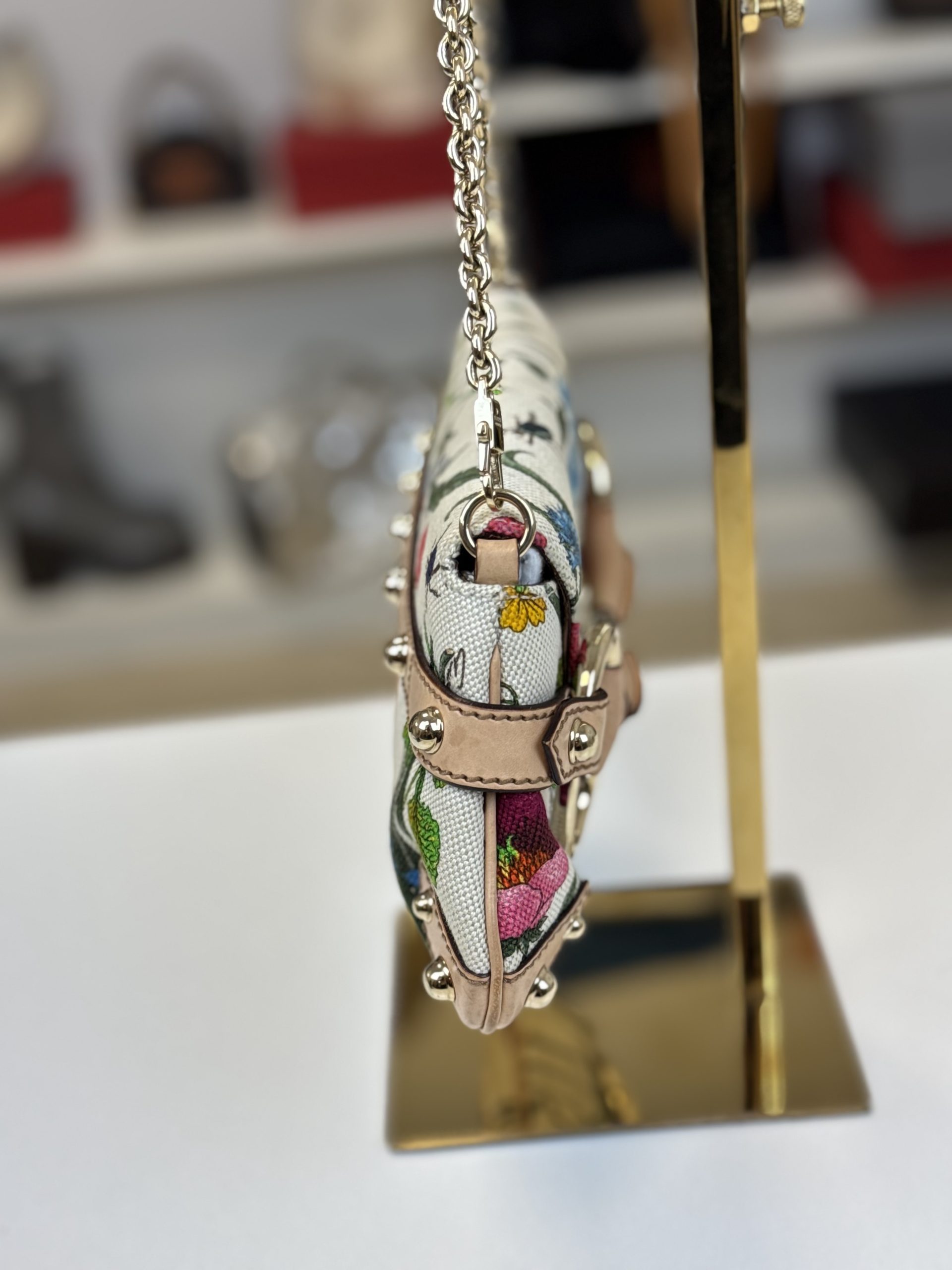 Borsa Gucci Horsebit Chain Stampa Flora - immagine 14