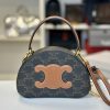 Borsa Celine a Mezzaluna in Tela Triomphe e Pelle