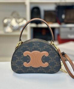 Borsa Celine a Mezzaluna in Tela Triomphe e Pelle