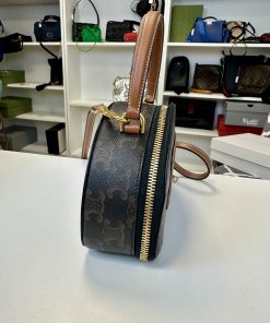 Alternative view of Borsa Celine a Mezzaluna in Tela Triomphe e Pelle
