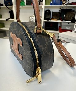 Borsa Celine a Mezzaluna in Tela Triomphe e Pelle - immagine 3