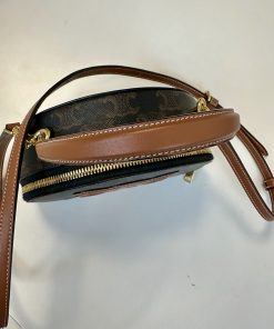 Borsa Celine a Mezzaluna in Tela Triomphe e Pelle - immagine 4